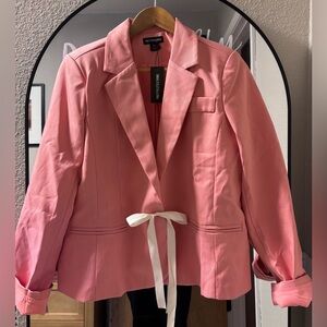 PrettyLittleThing Blush Pink Blazer with Tie Detail
